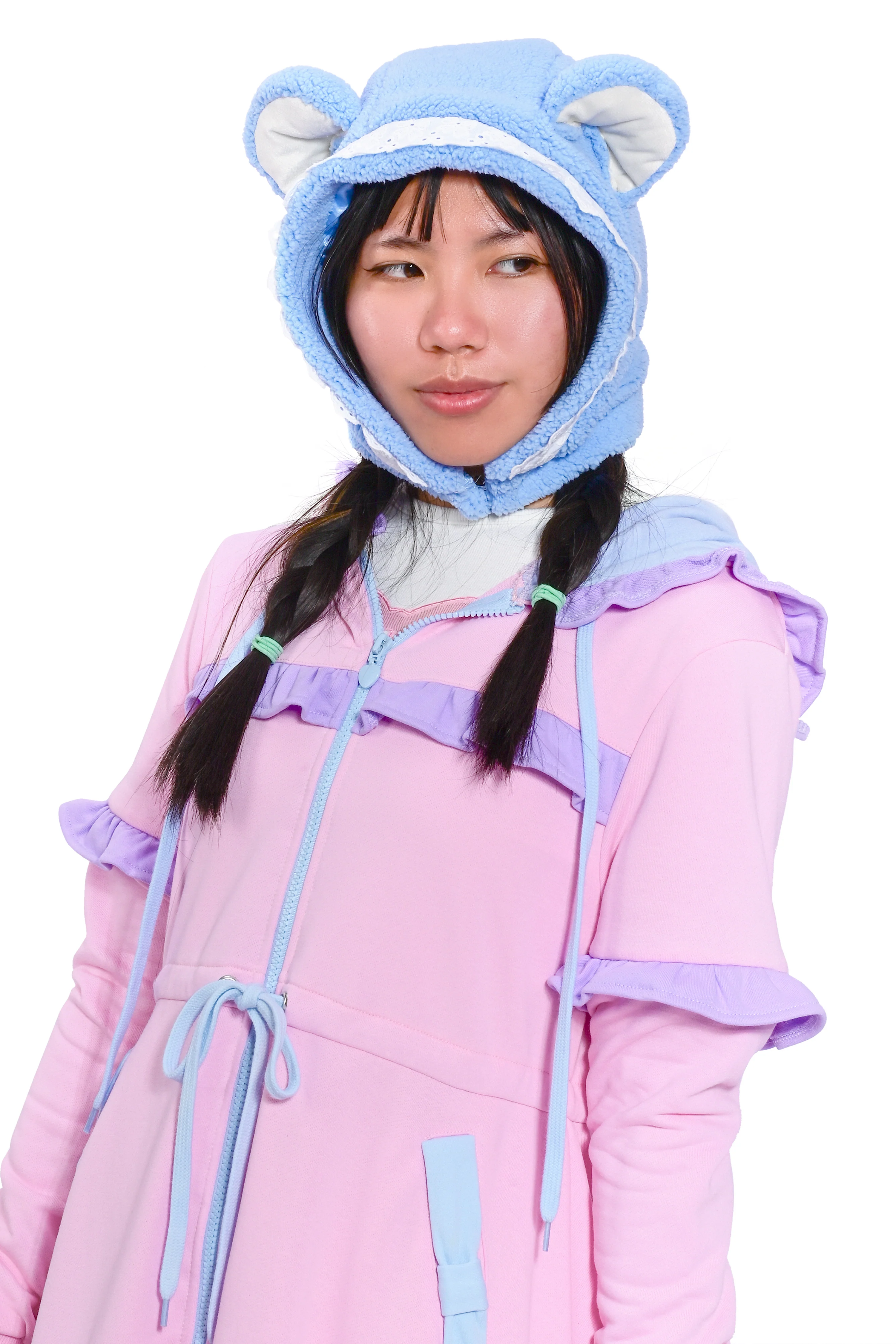 2-Way Bear Hooded Scarf - Blue - Image 5