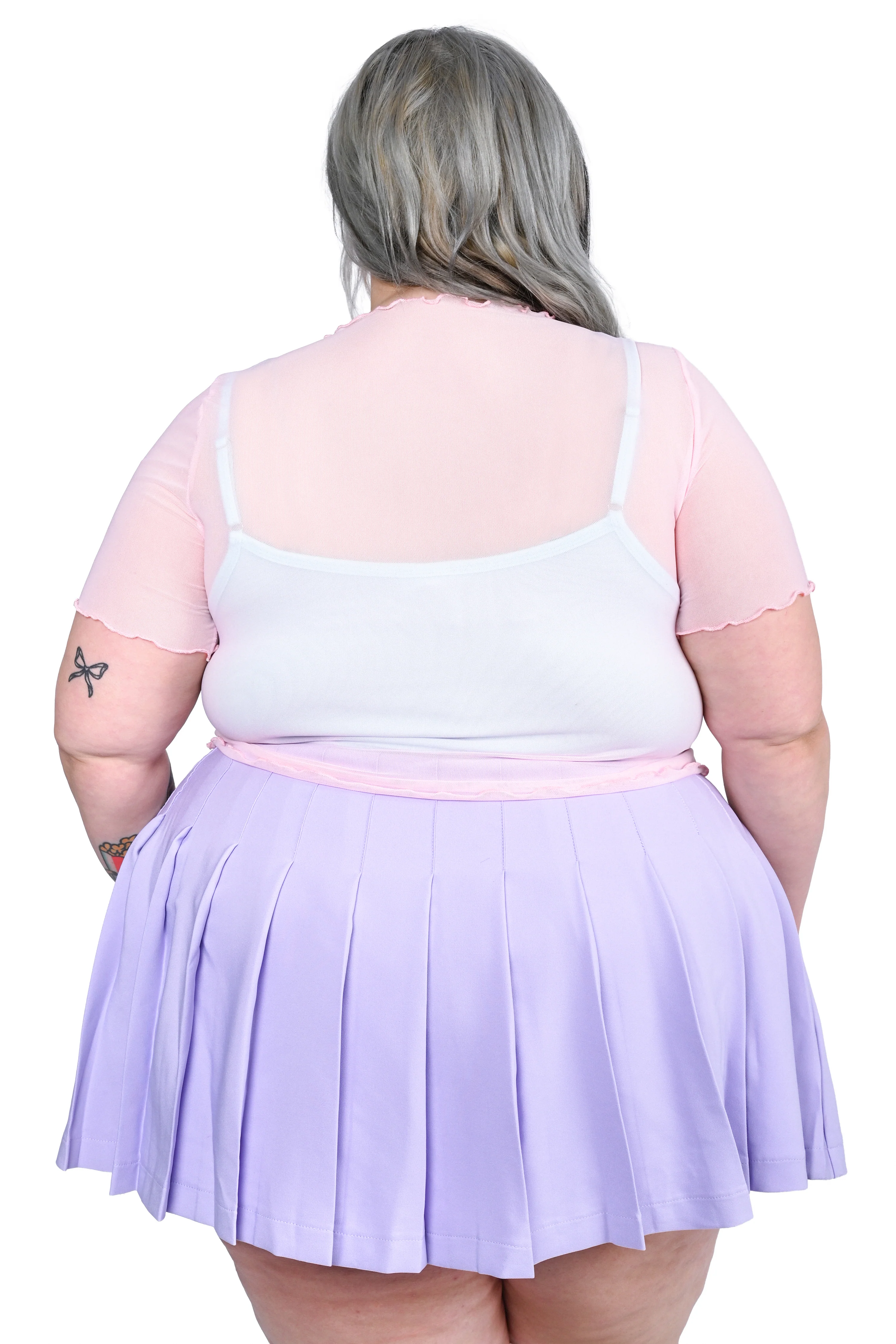 Basics Short Sleeve Mesh Top and Cami Set - Pink/Mint - Image 5