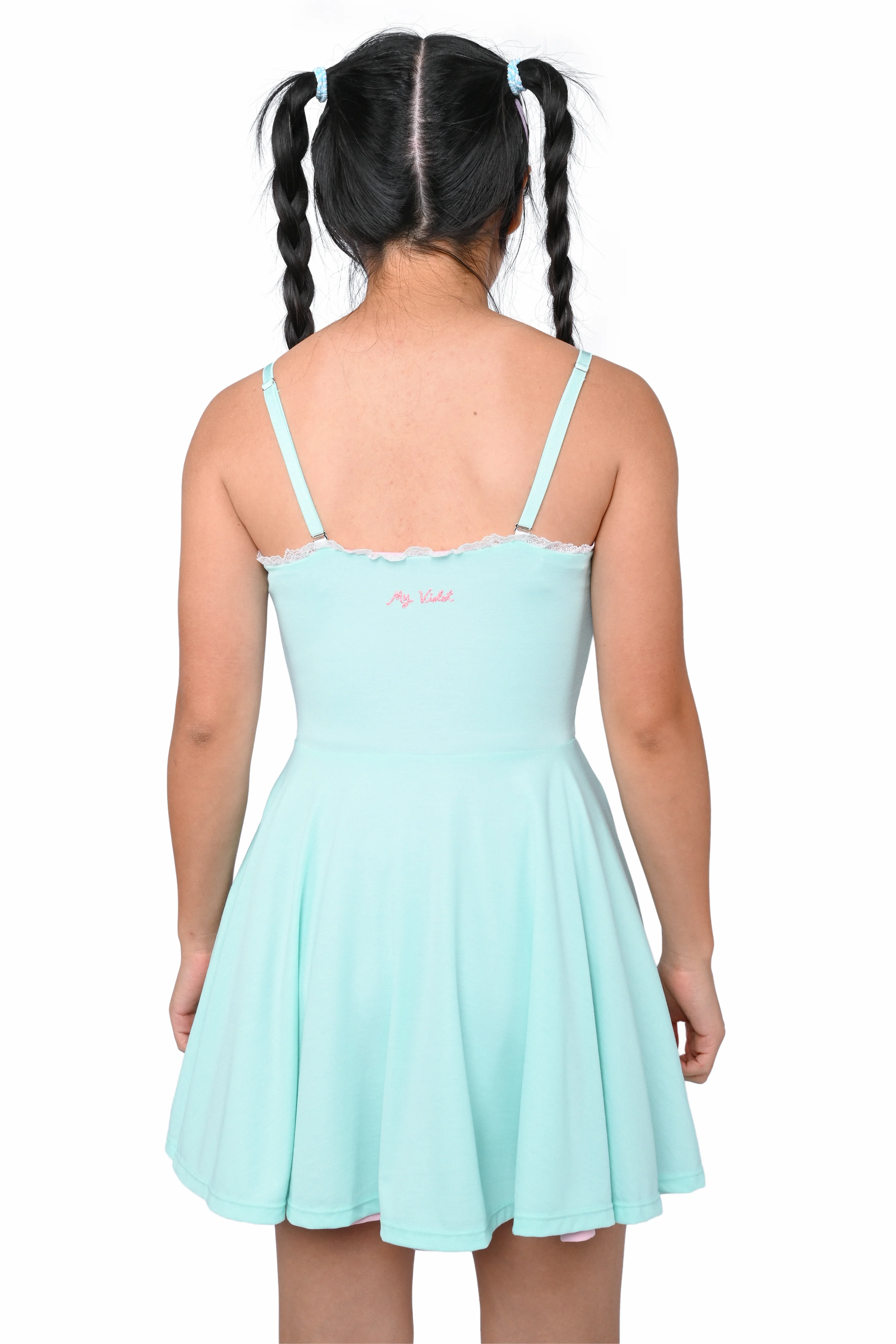 Basics Reversible Skater Dress - Mint/Pink - Image 6