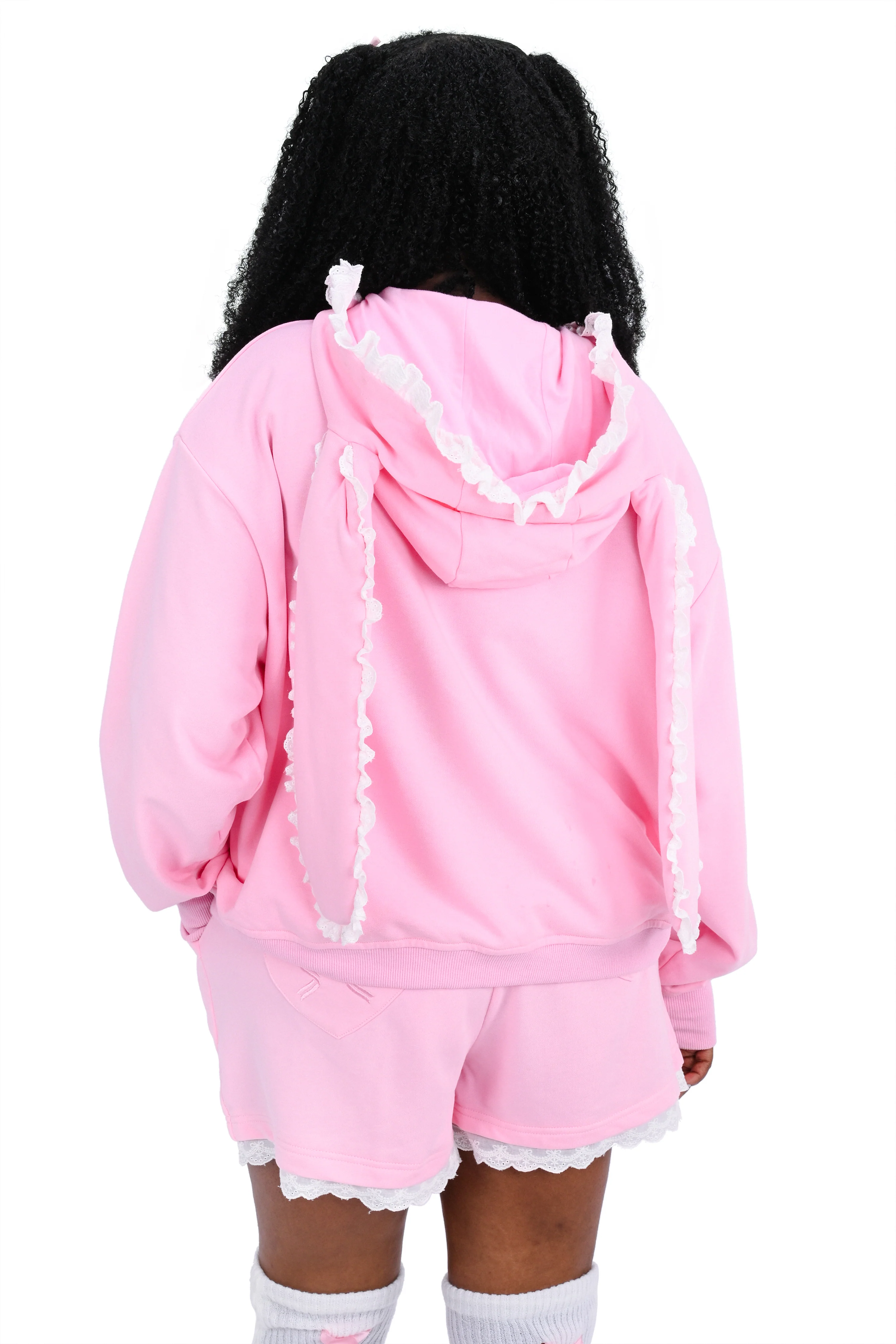 Clover Bunny Ear Hoodie - Pink - Image 6