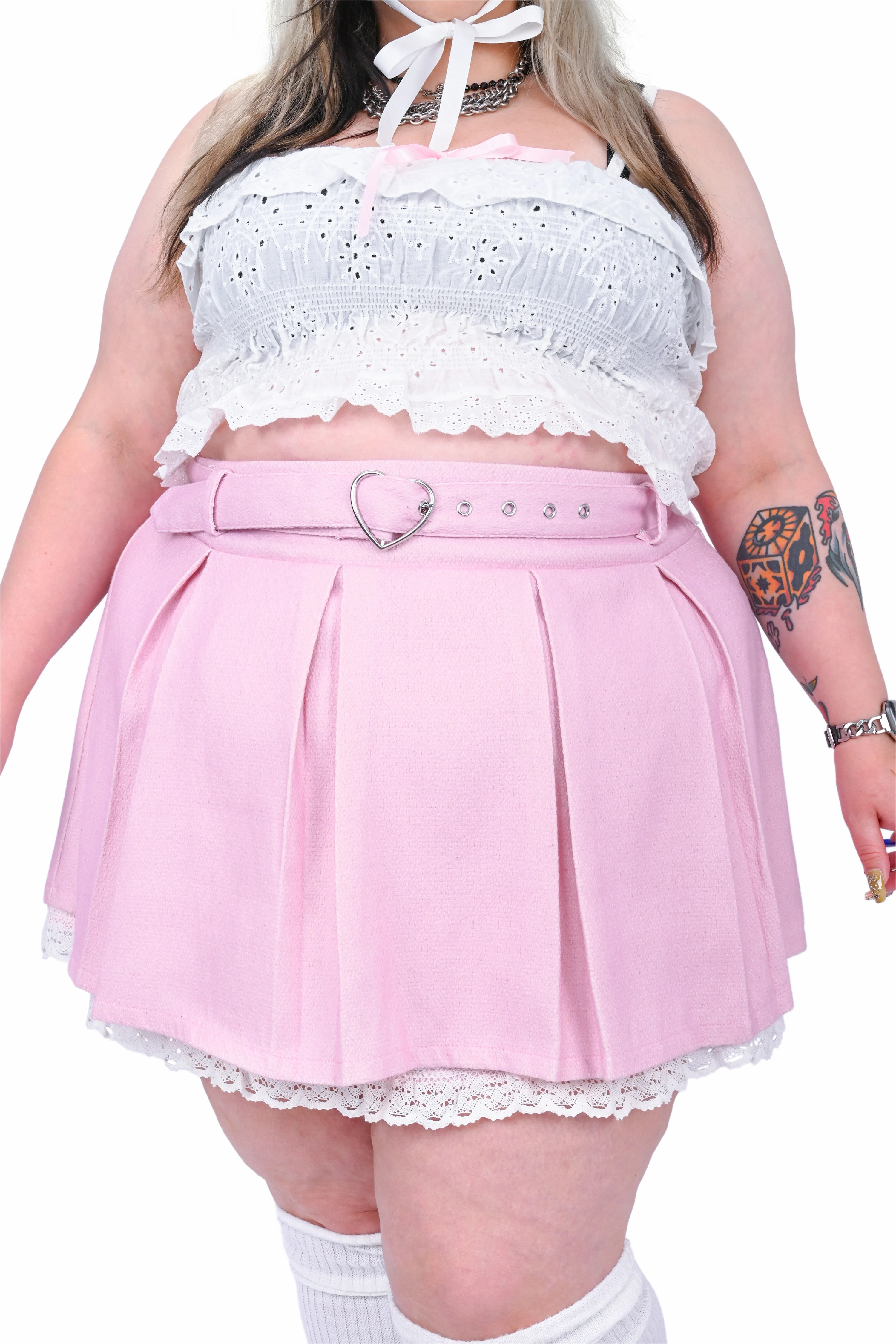 Charlotte Pleated Skirt - Pink/White - Image 2