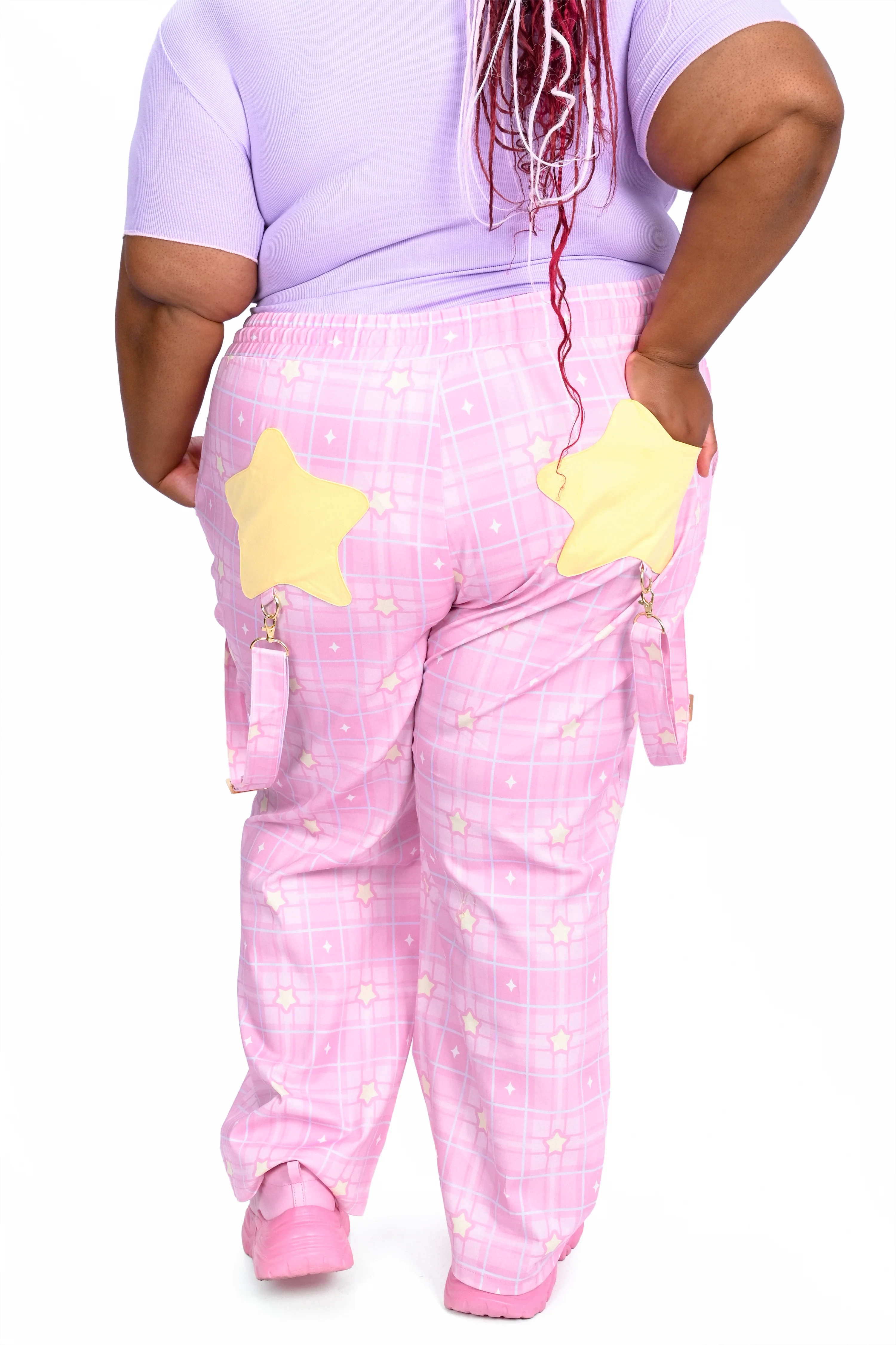 Dreamy Star Plaid Pants - Pink - Image 7