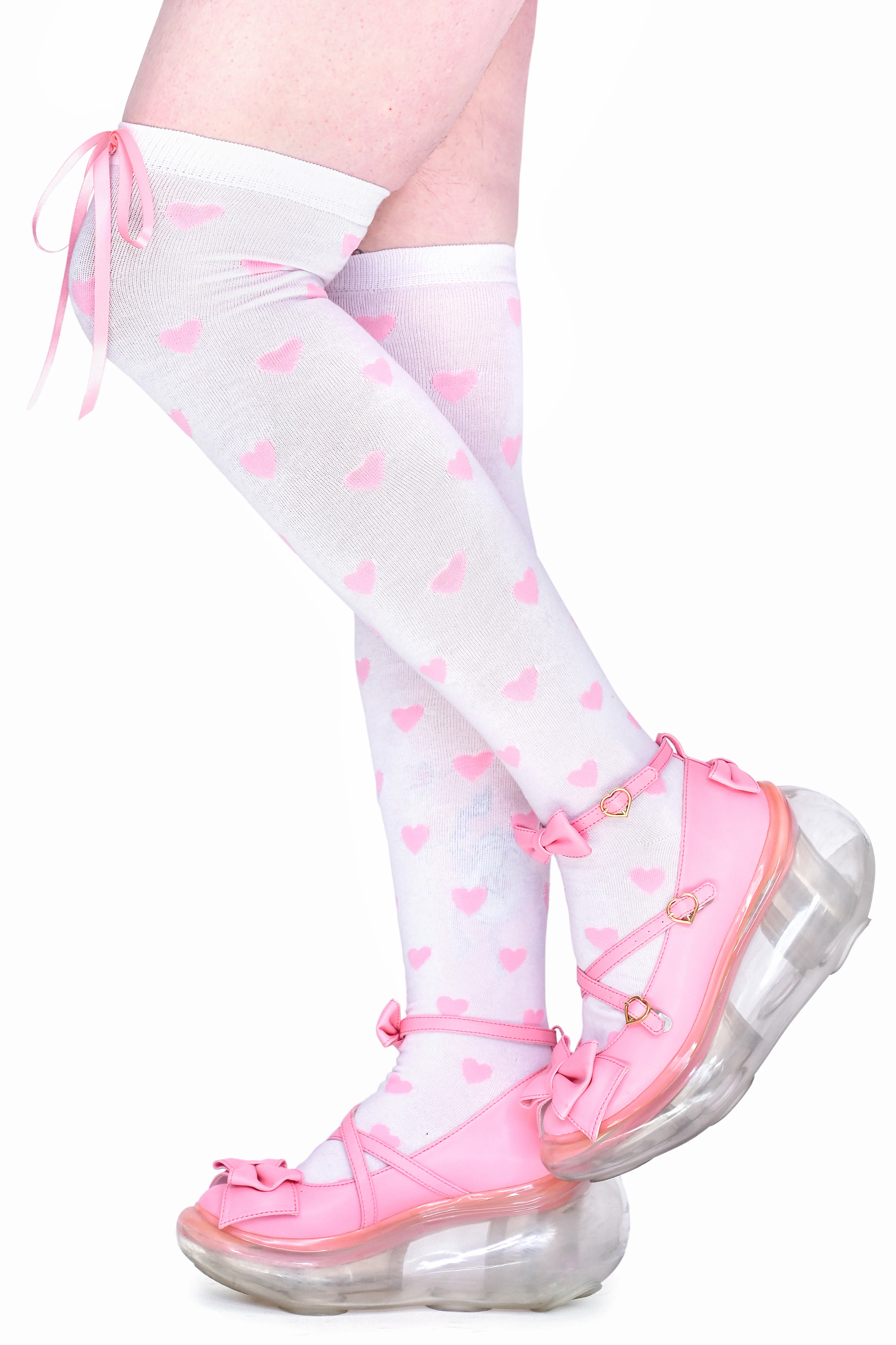 Heavenly Heart Over Knee Socks - Pink - Image 3