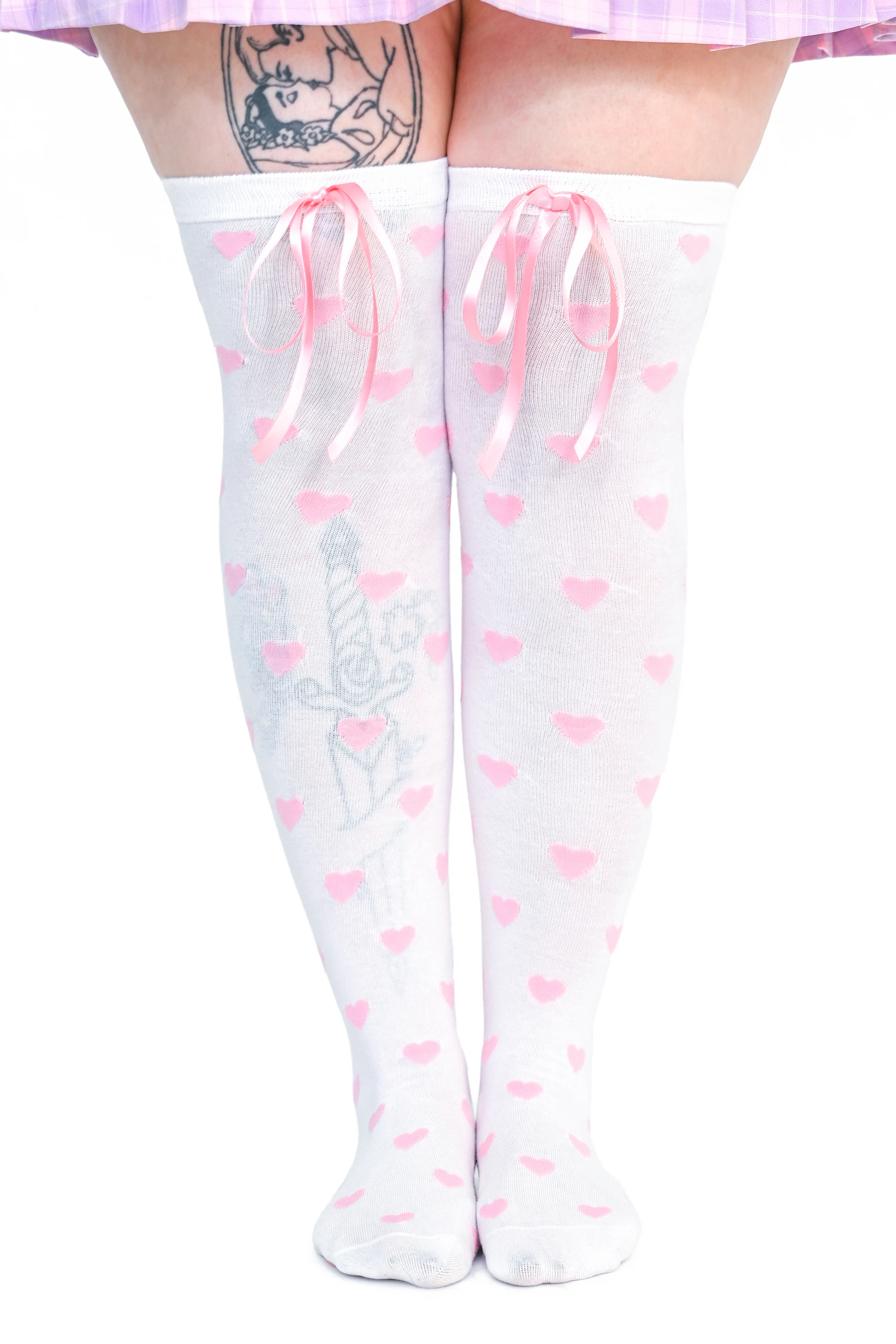 Heavenly Heart Over Knee Socks - Pink - Image 5