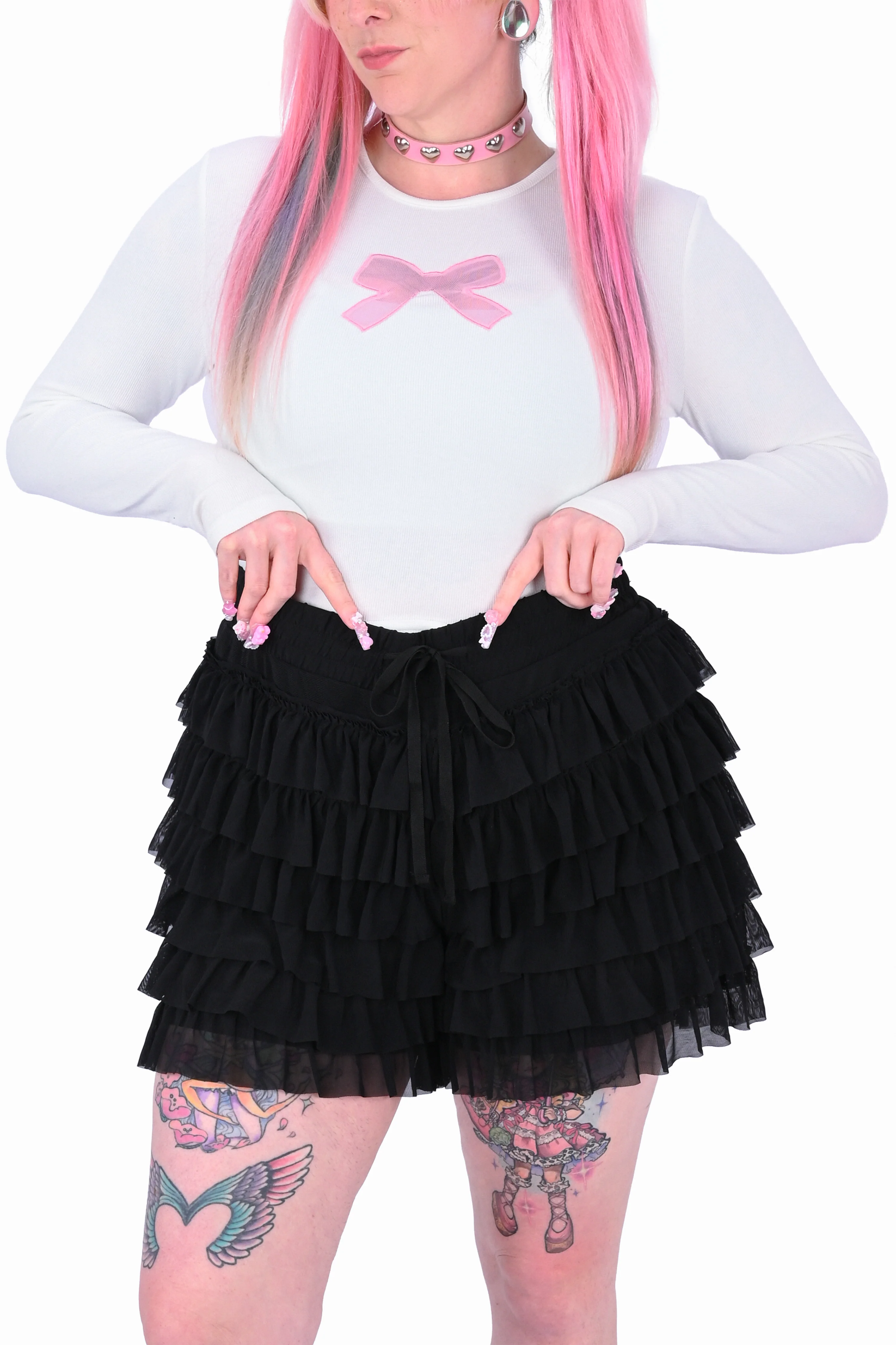 Lola Ruffle Shorts - Black - Image 3