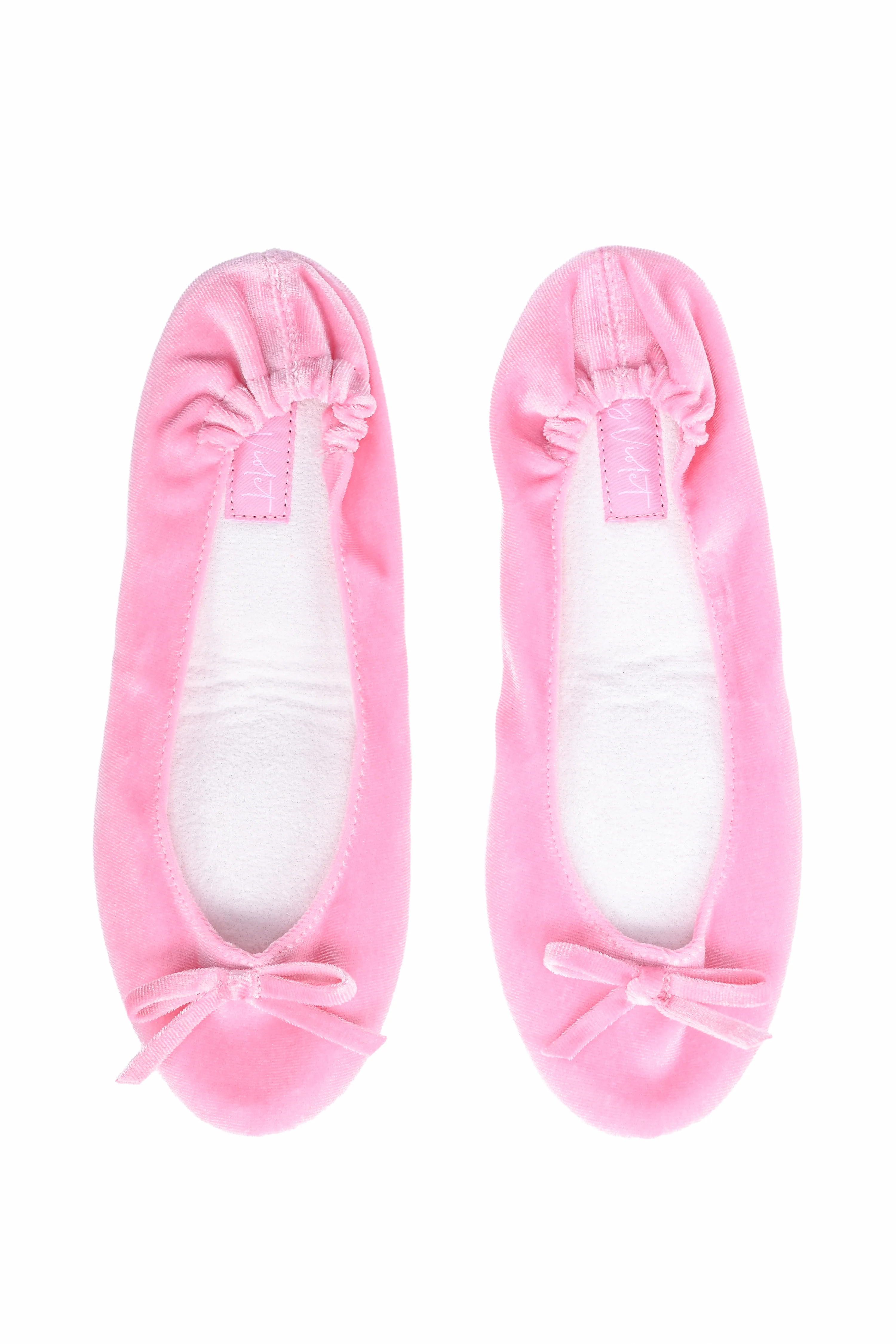 Folding Pink Velvet Ballet Flats - Image 4