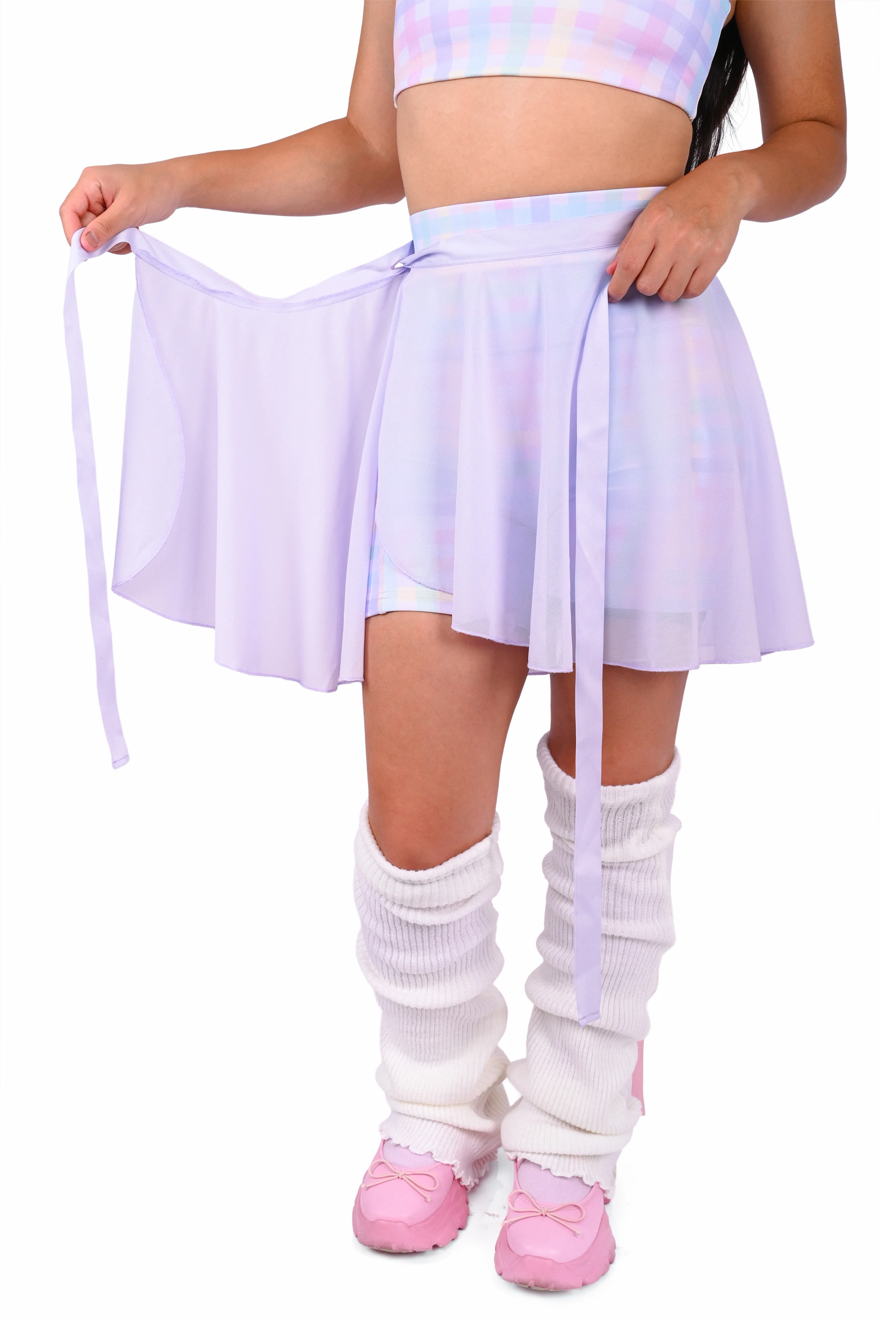 Rainbow Gingham Shorts and Wrap Skirt Set - Image 10