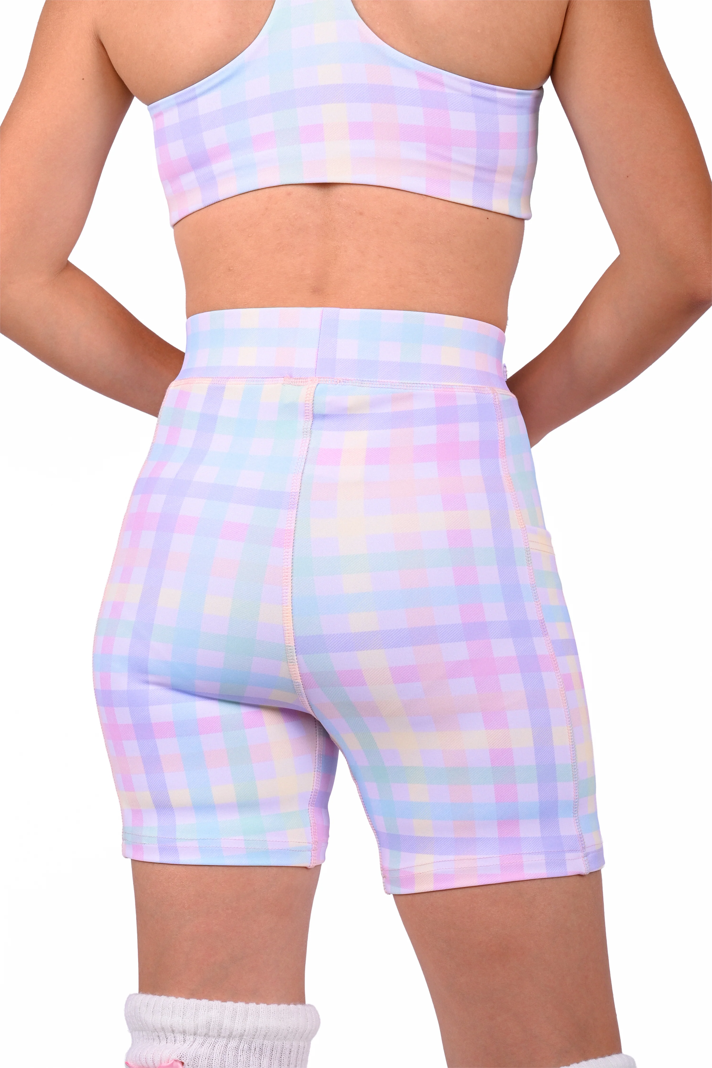 Rainbow Gingham Shorts and Wrap Skirt Set - Image 6