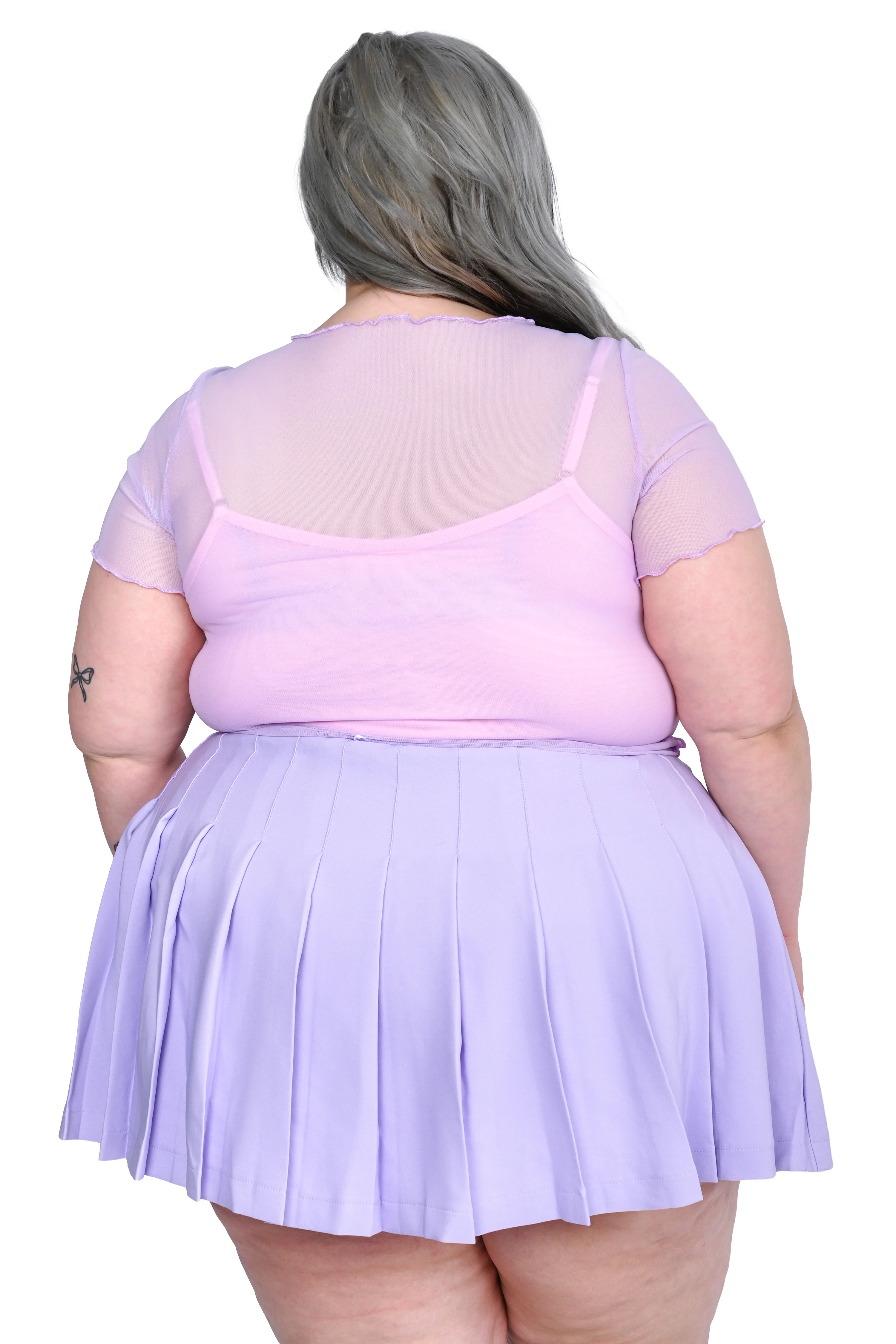 Basics Short Sleeve Mesh Top and Cami Set - Lav/ Pink - Image 6