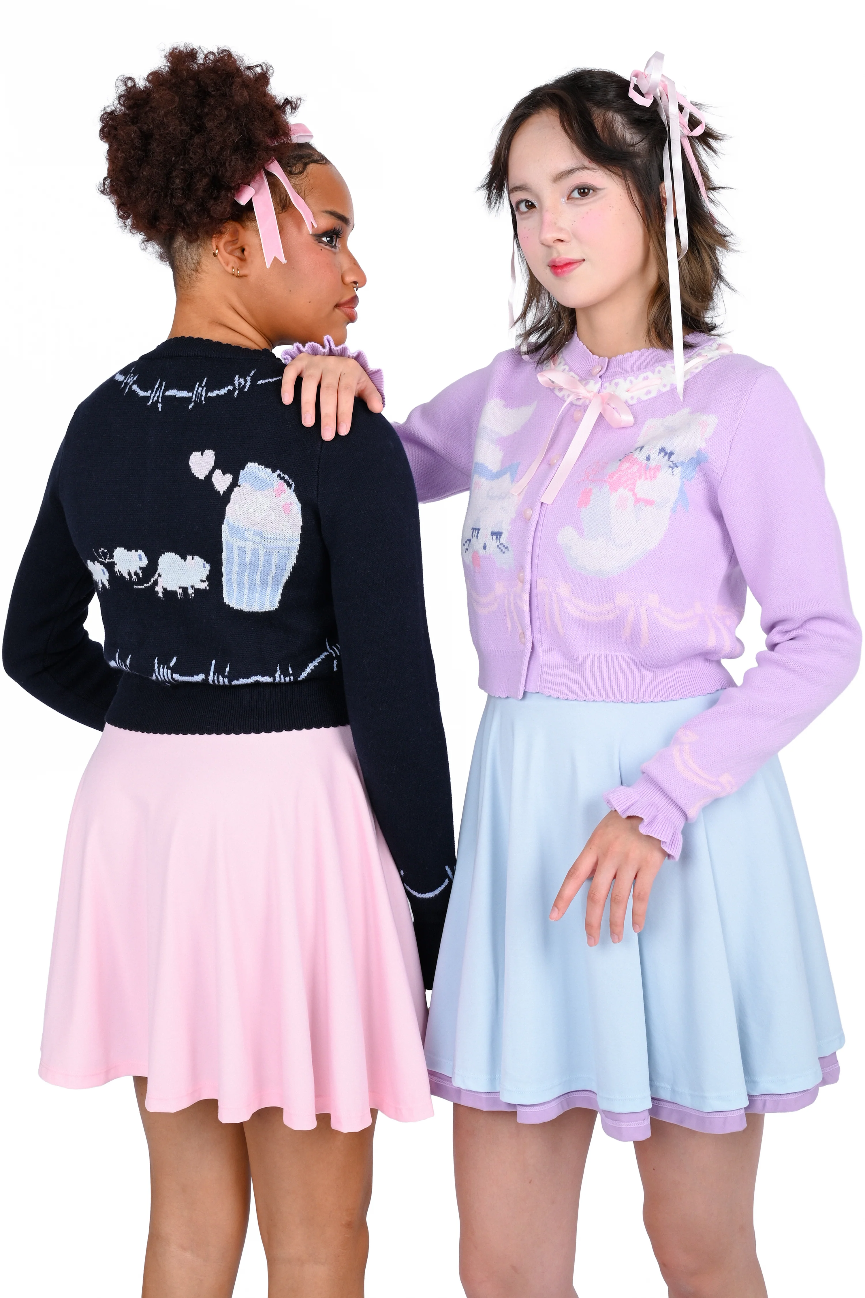 Sleepy Kittens Cropped Cardigan - Lilac - Image 7