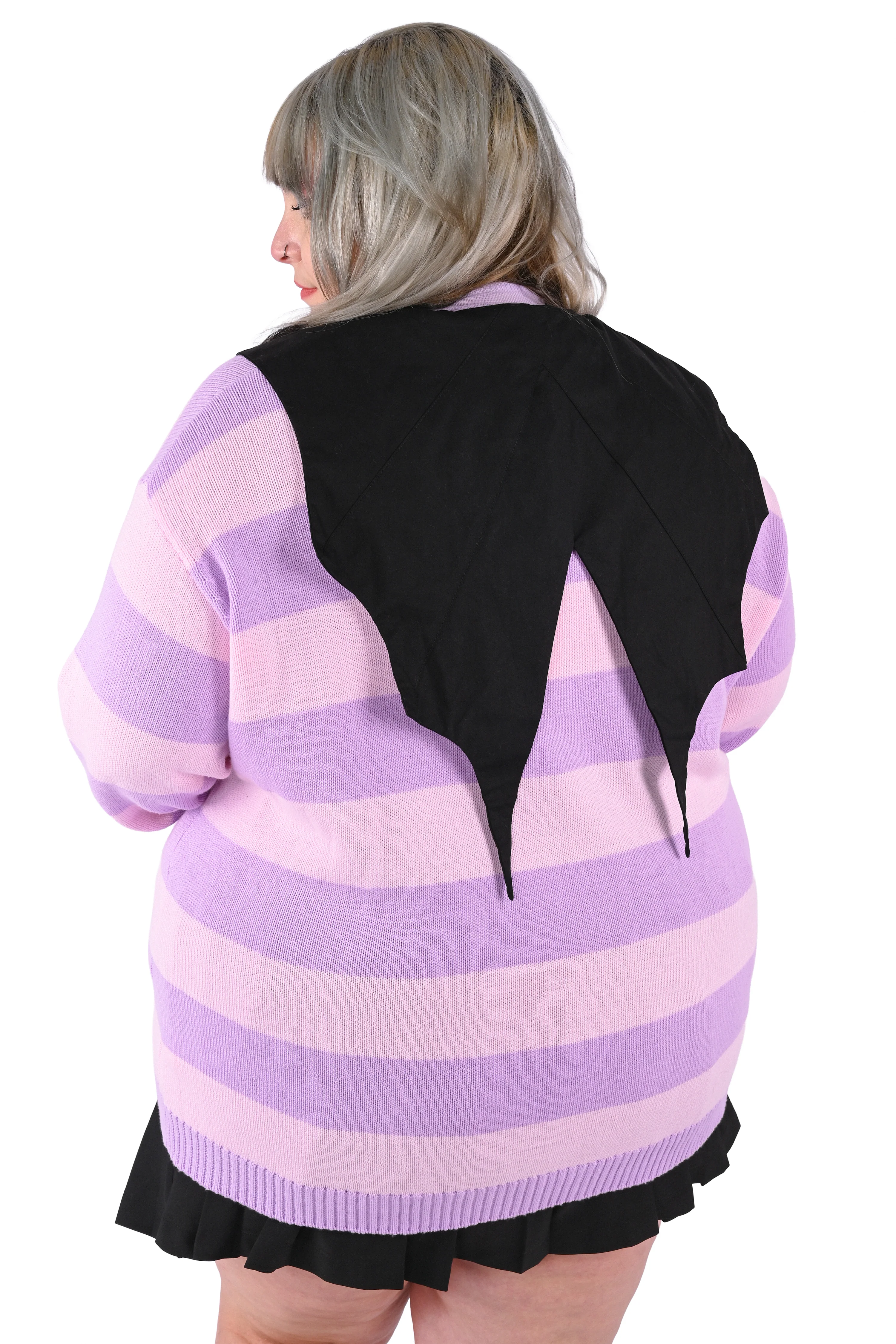 Striped Bat Collar Cardigan - Image 10