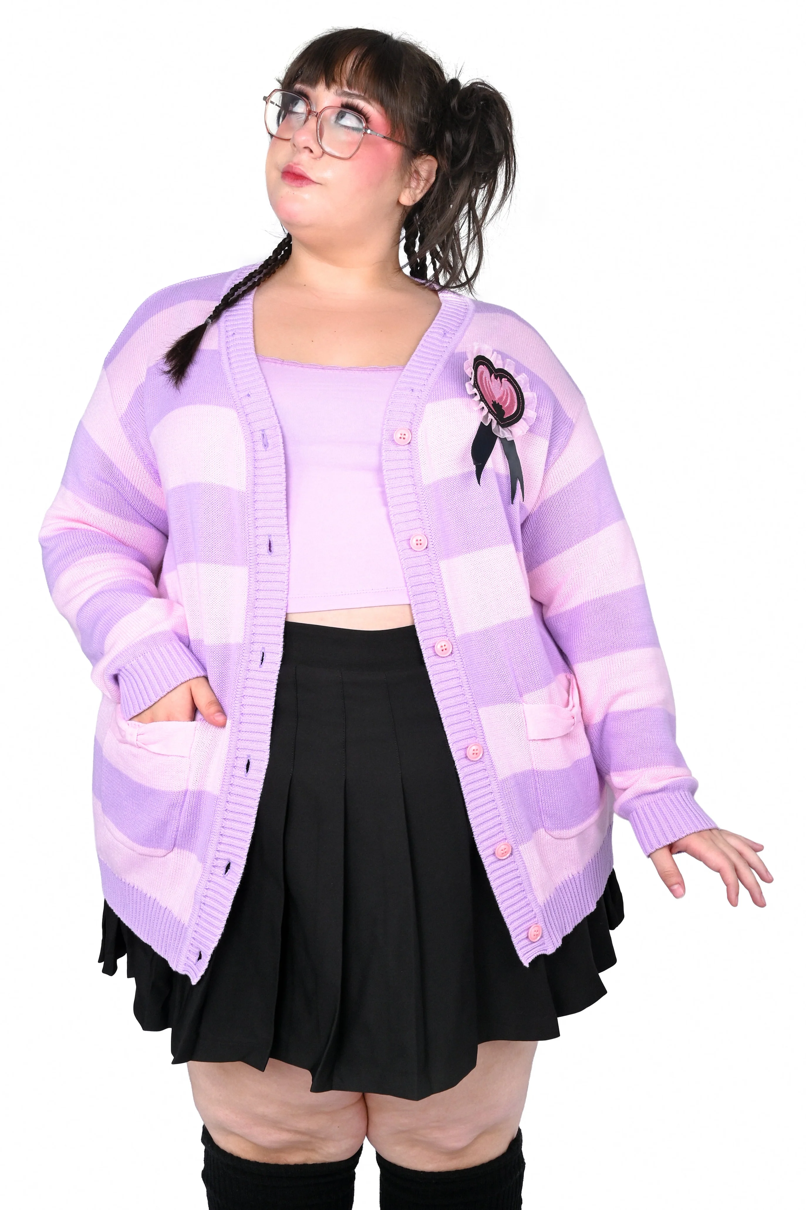 Striped Bat Collar Cardigan - Image 5