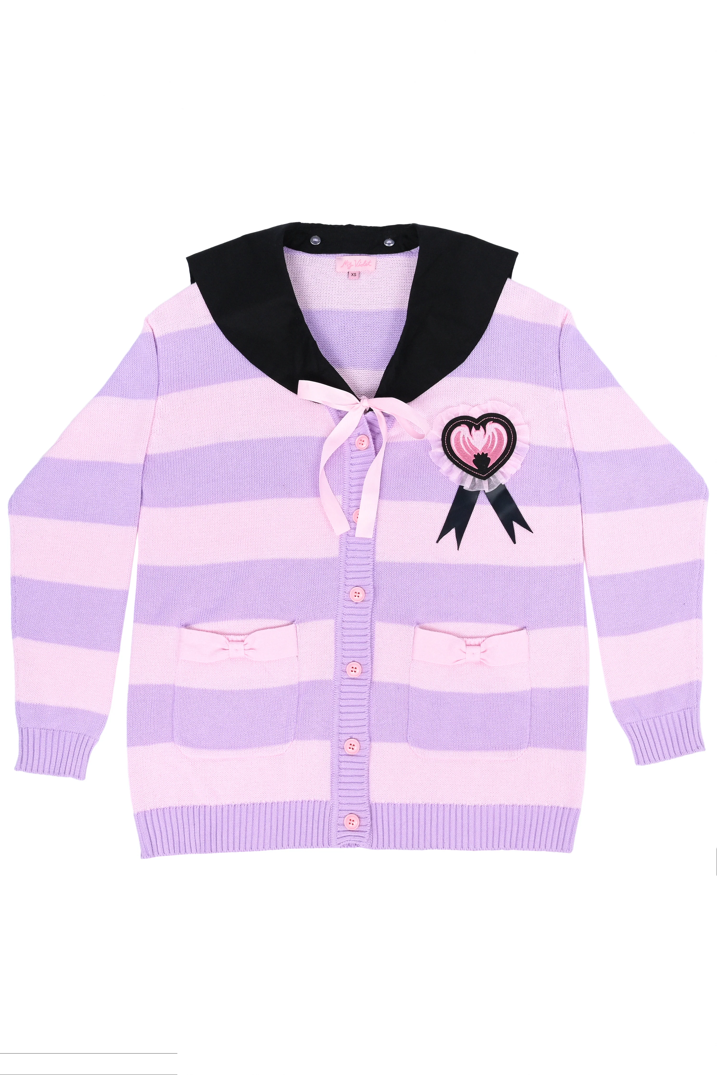 Striped Bat Collar Cardigan - Image 7