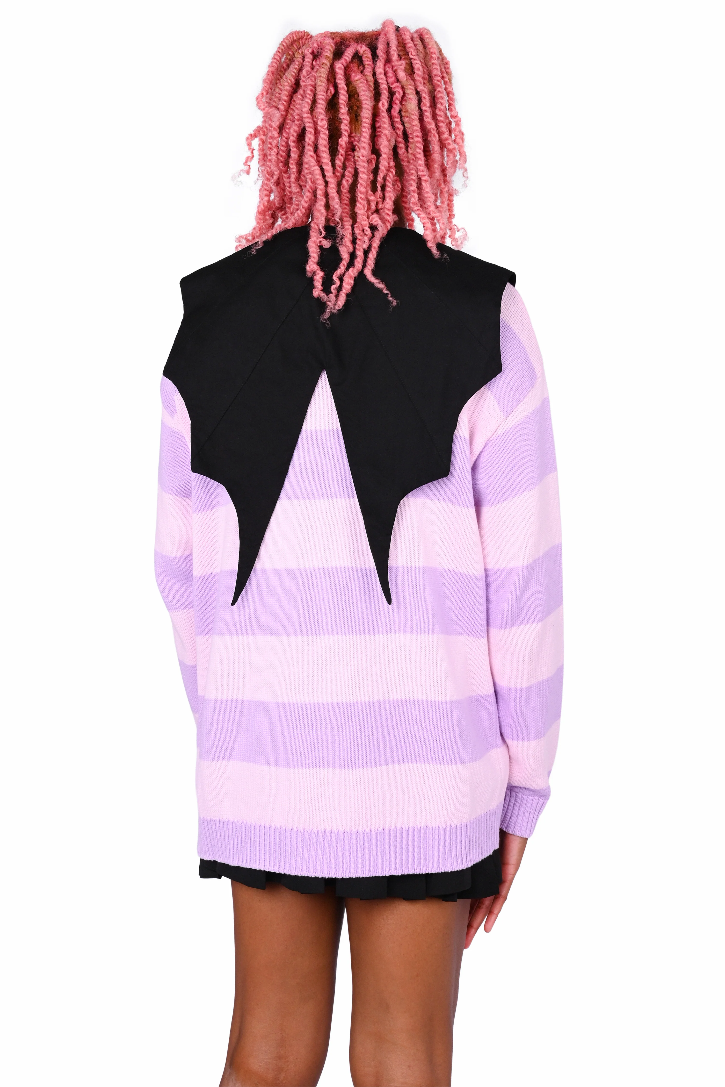 Striped Bat Collar Cardigan - Image 8