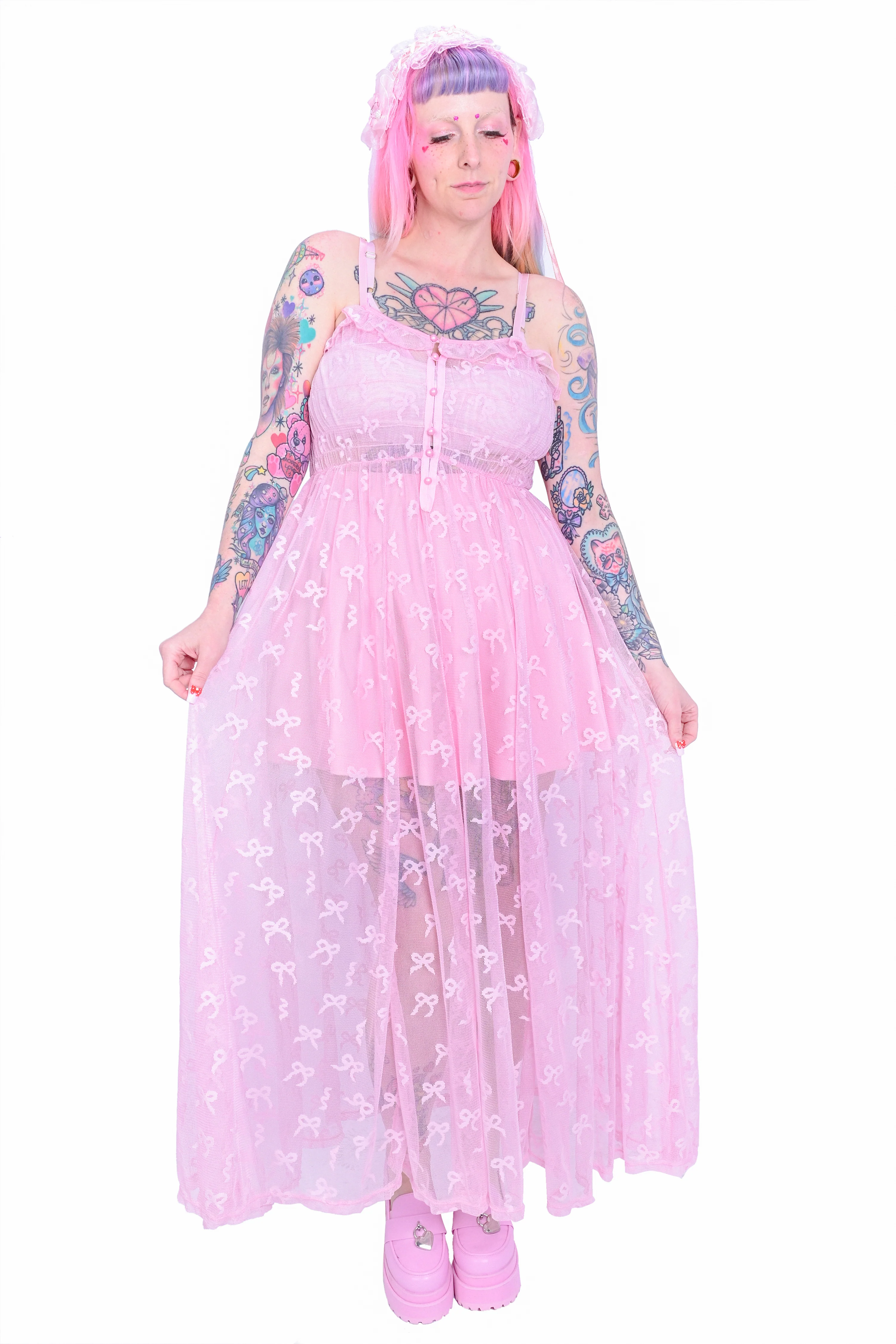 Venus Ribbon Mesh Maxi Dress - Image 4