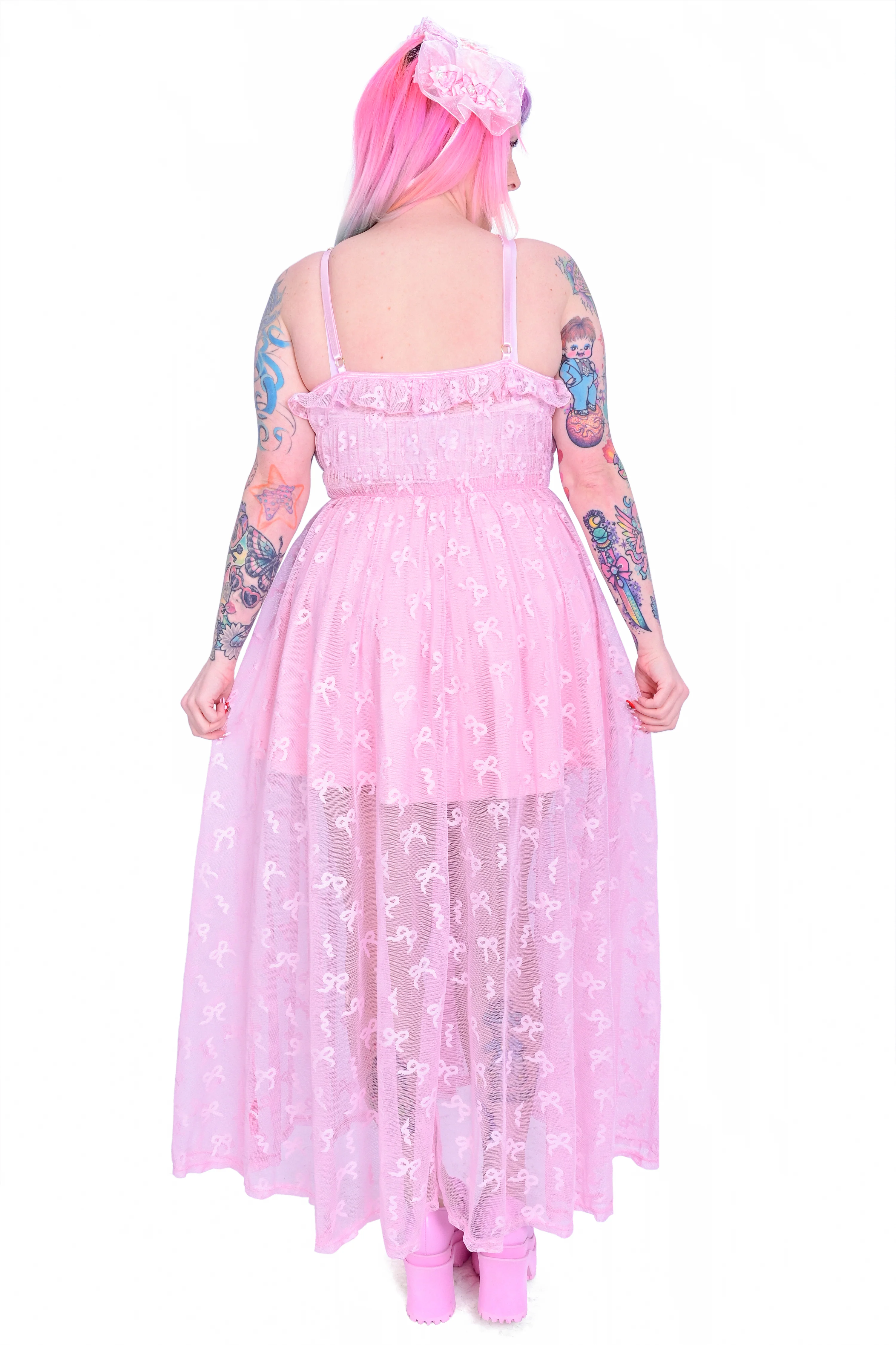 Venus Ribbon Mesh Maxi Dress - Image 5